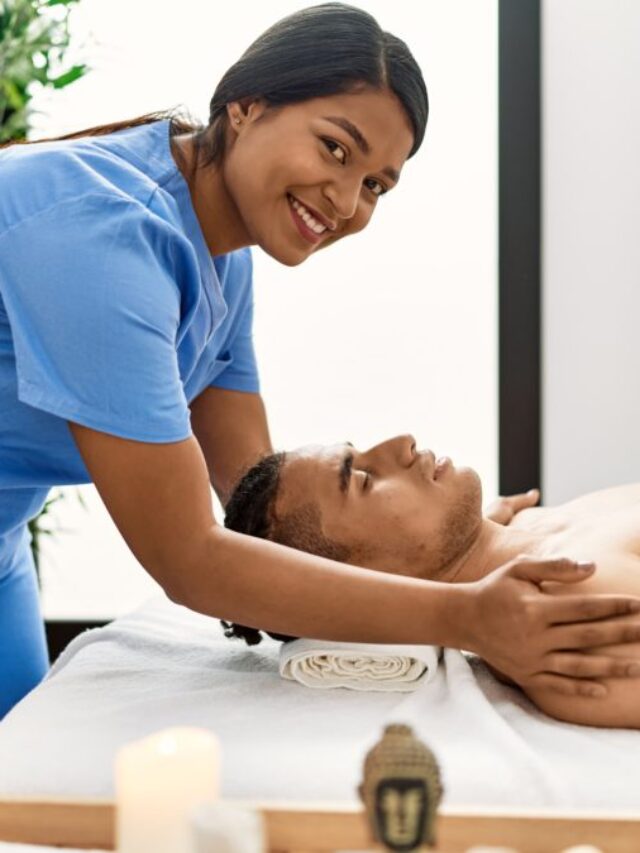 What do massage therapists do if a male client gets excited during a massage?