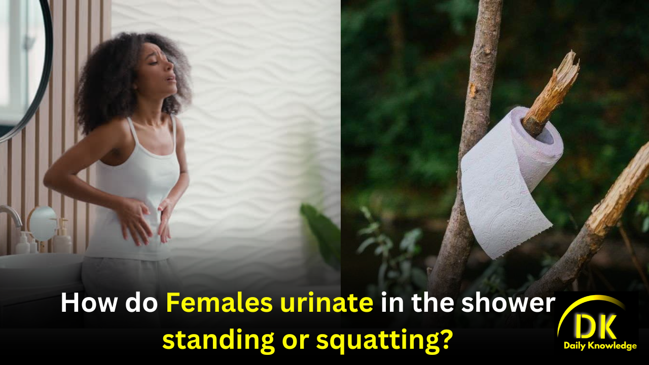 How do females urinate in the shower standing or squatting? | If girls are peeing standing up then is it normal?